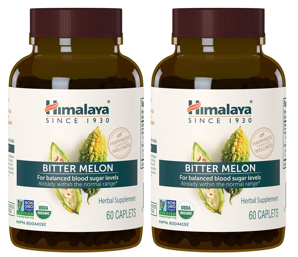 Himalaya Organic Bitter Melon - Herbal Glucoză Metabolizare Suport - USDA Organic, Non-GMO, Vegan, Gluten Free, Aditiv gratuit, 660 mg, 60 Caplete (Pachet de 2)