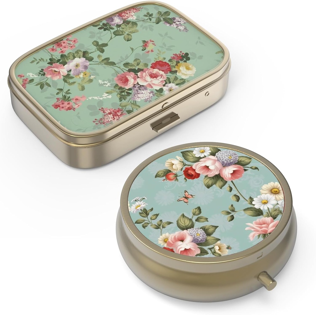Pilula cutie de pastile caz cu oglindă Retro caz Pilula mica pentru Purse sau Pocket Pilula de bronz cutie sau vitamine, ulei de pește, Suplimente, Pilula Contine cadouri de călătorie(2PCS)