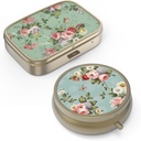 Pilula cutie de pastile caz cu oglindă Retro caz Pilula mica pentru Purse sau Pocket Pilula de bronz cutie sau vitamine, ulei de pește, Suplimente, Pilula Contine cadouri de călătorie(2PCS)