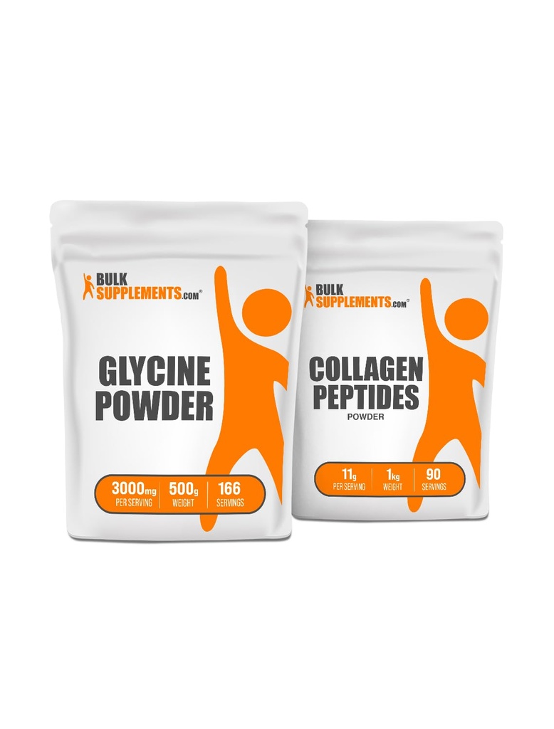 BulkSupplements Glicină 500g + Colagen Peptides 1kg Bundle