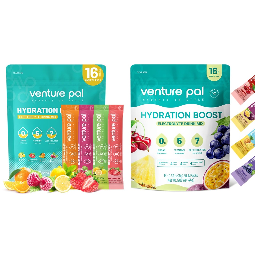 Venture Pal Pachete de praf Electrolit gratuit - Lichid Daily IV Drink Mix pentru hidratare rapidă și de recuperare a partidului 