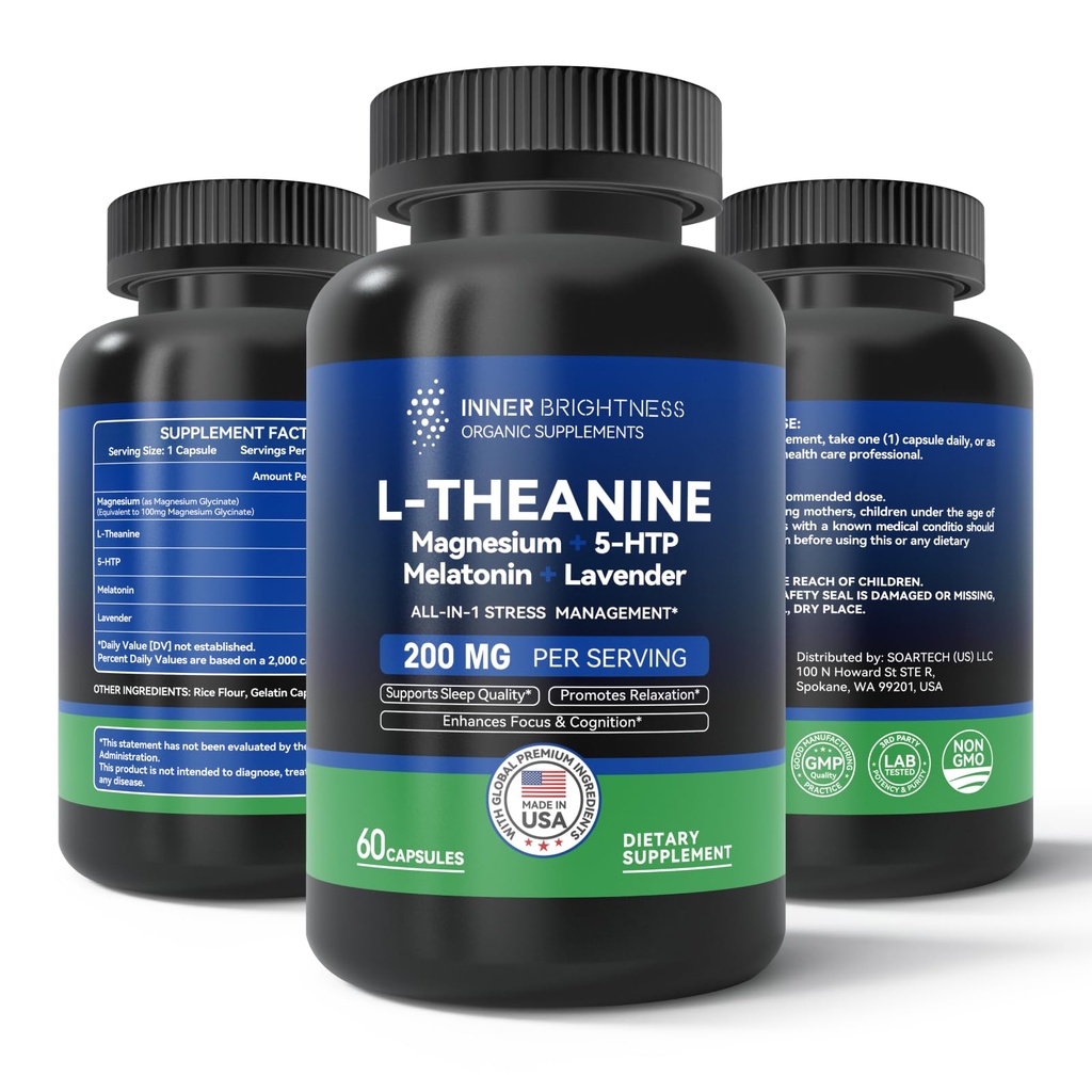 L Theanine 200mg, Magneziu, 5-HTP & Melatonina 