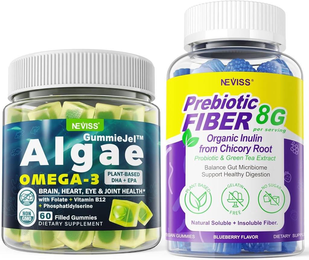 Omega Vegan 3 Gume 1000mg + Gume de fibre prebiotice pentru adulți 8g