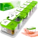 Extra Large Weekly Pill Organizator - XL Deținătorul vitaminei cu 7 Compartimente AM PM detasabile - Portable Medicine Dispenser pentru Home and Travel, Big Supliment Container pentru Weekly sau Daily Use, Green