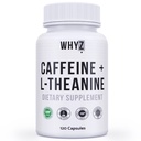 Pastile de cafea WHYZ cu L-Theanine, 120 capsule, Pastile de energie Stack Nootropice, Vitamine de energie pentru energie sustinuta Focus & Funcția cognitivă, L Theanin Cafeina Suplimente de energie pentru femei și bărbați