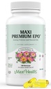 Maxi-Health Evening Primrose and Flax Seeds Oil Softgels - Vegan Omega 3 6 9 Suplimente pentru sanatoasa piele, par si articulatii - Kosher Certified, Organic Evening Primrose Oil Softgels, 180 Conte