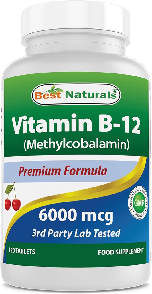 Cele mai bune naturale vitamina B12 6000 mcg 120 comprimate