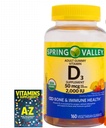 Spring Valley Vegetarian Vitamina D3 Gumries, 2000 UI, 50 mcg, 160 Ct+Ghid mai bun Vitamine Suplimente Rezervaţi gratuit Include (Nu se poate vândut separat)