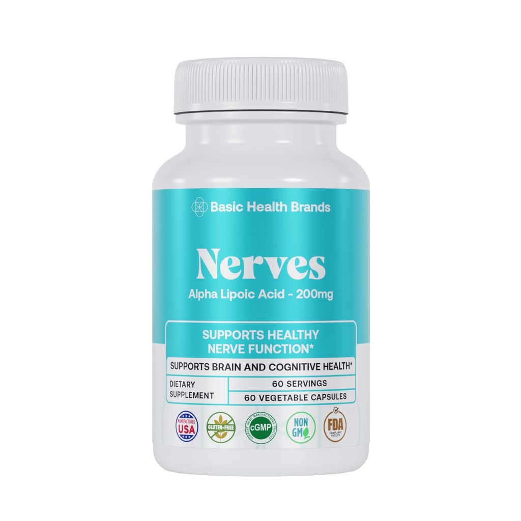 Branduri de bază Nervi Alpha Acid lipoic, 200 mg, Funcția neuron (Pachet de 1)