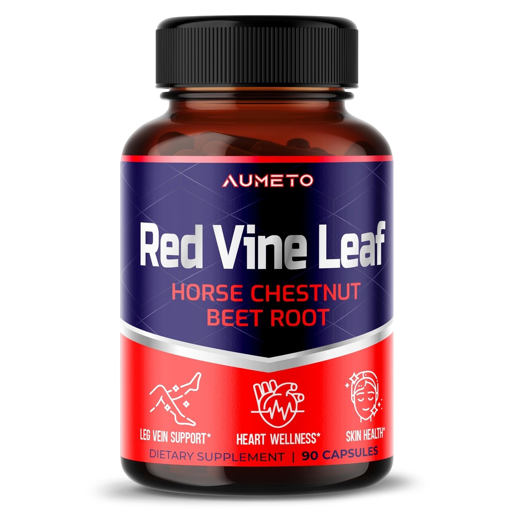 Red Vine Leaf Supliment cu Cai Chestnut, Beetroot, Ginger - Suport Natural pentru Putere Vein și Circulație Wellness- Made in the USA (90 Count (Pachet de 1)