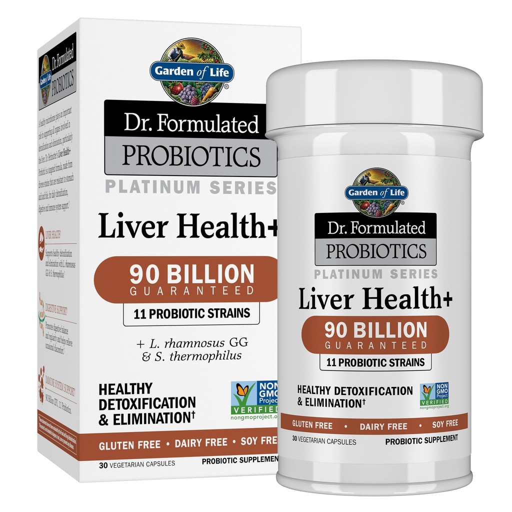 Gradina de viata Dr. Probiotice Formulate Platinum Series Sănătatea ficatului + 90 Miliarde CFU Garantat, O zi Probiotic pentru Detoxifiere sanatoasa si suport de eliminare, Vegan, Gluten gratuit, 30 capsule