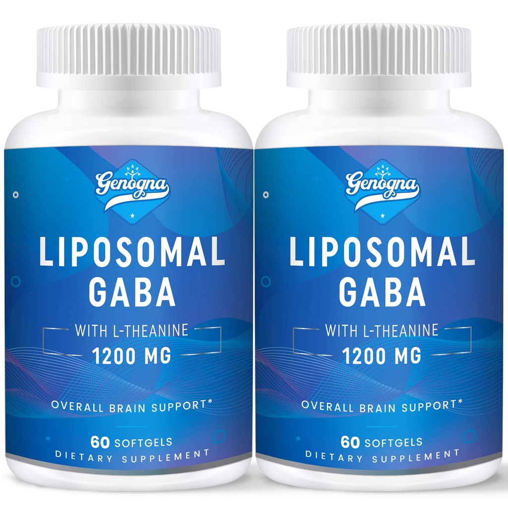 GABA lipozomal cu L- Theanin 1200mg - 2 cutii cu suplimente GABA mari biodisponibile 120 capsule pentru adulţi