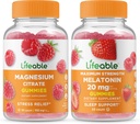 Magneziu durabil + Melatonină 20mg, Gummie Bundle - mare Tasting, Supliment de vitamine, Gluten gratuit, OMG gratuit, Guma de mestecat
