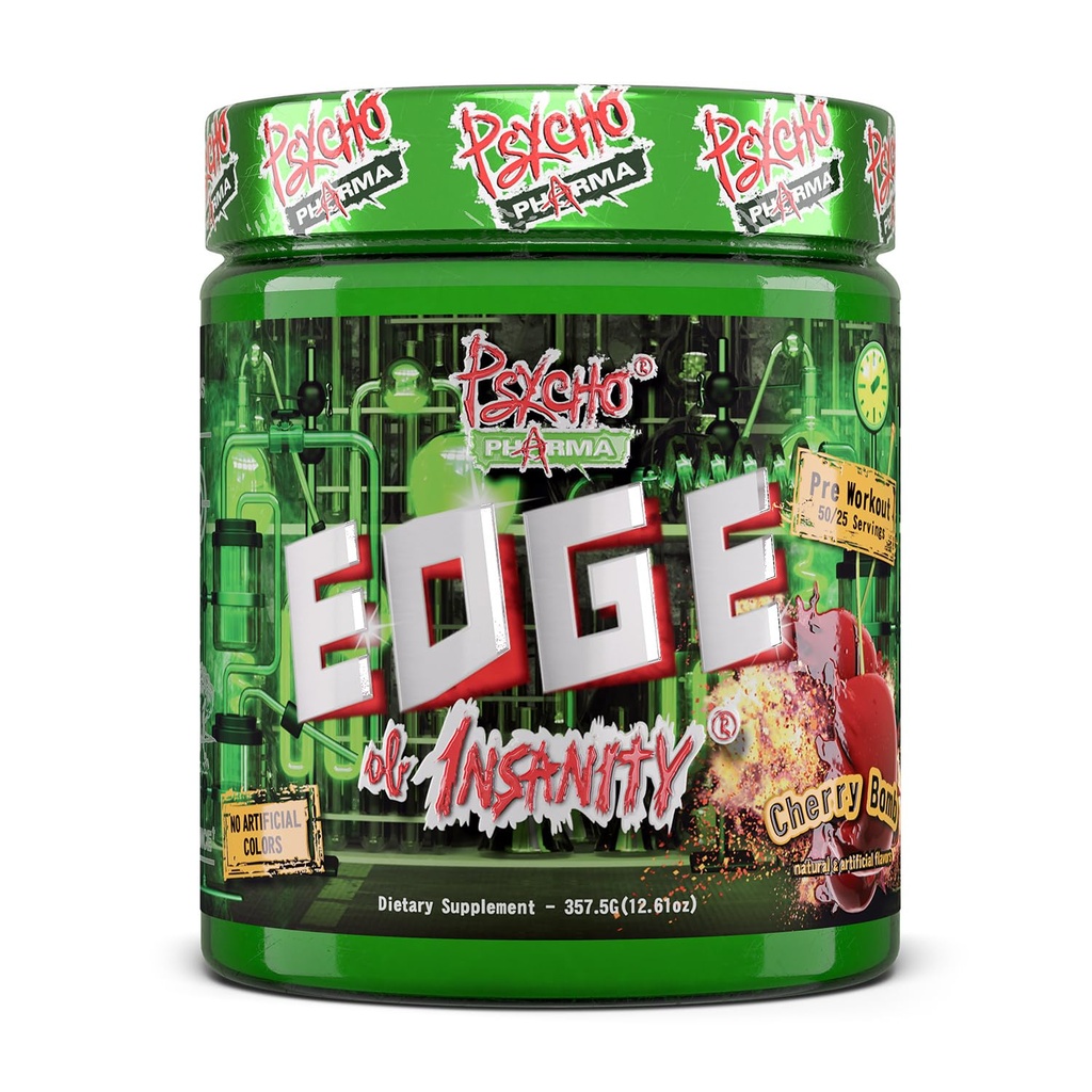 Psycho Pharma Strongest High Stim Preworkout Pulbere - Marginea de nebunie - Cele mai intense Pre Workout Supliment pentru pompe, Putere, Energie și Simțiți-vă bine Focus. Rivals Famous PWO din trecut