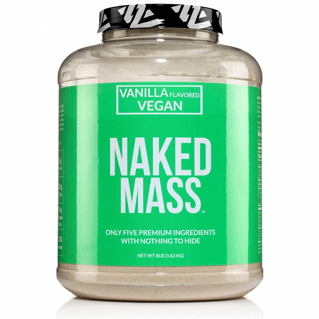 NAKED Vegan Mass - Vanilla Vegan Greutate Gainer - 1,230 Calorii, Non-GMO, Soy & Gluten Free, Nu Ingrediente artificiale - 8LB vrac - 11 Serviri