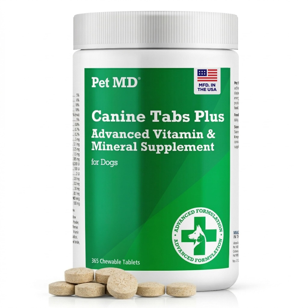MD pentru animale de companie - Taburi canine Plus 365 Conte - Multivitamine avansate pentru câini - Natural Daily Vitamina si Suplimentul nutritional mineral - Tablete aromate pentru ficat