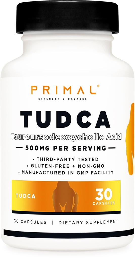 Primal Tudca 500mg 30 capsule - Gluten gratuit, fără GMO Tauroursodeoxicolic Acid supliment