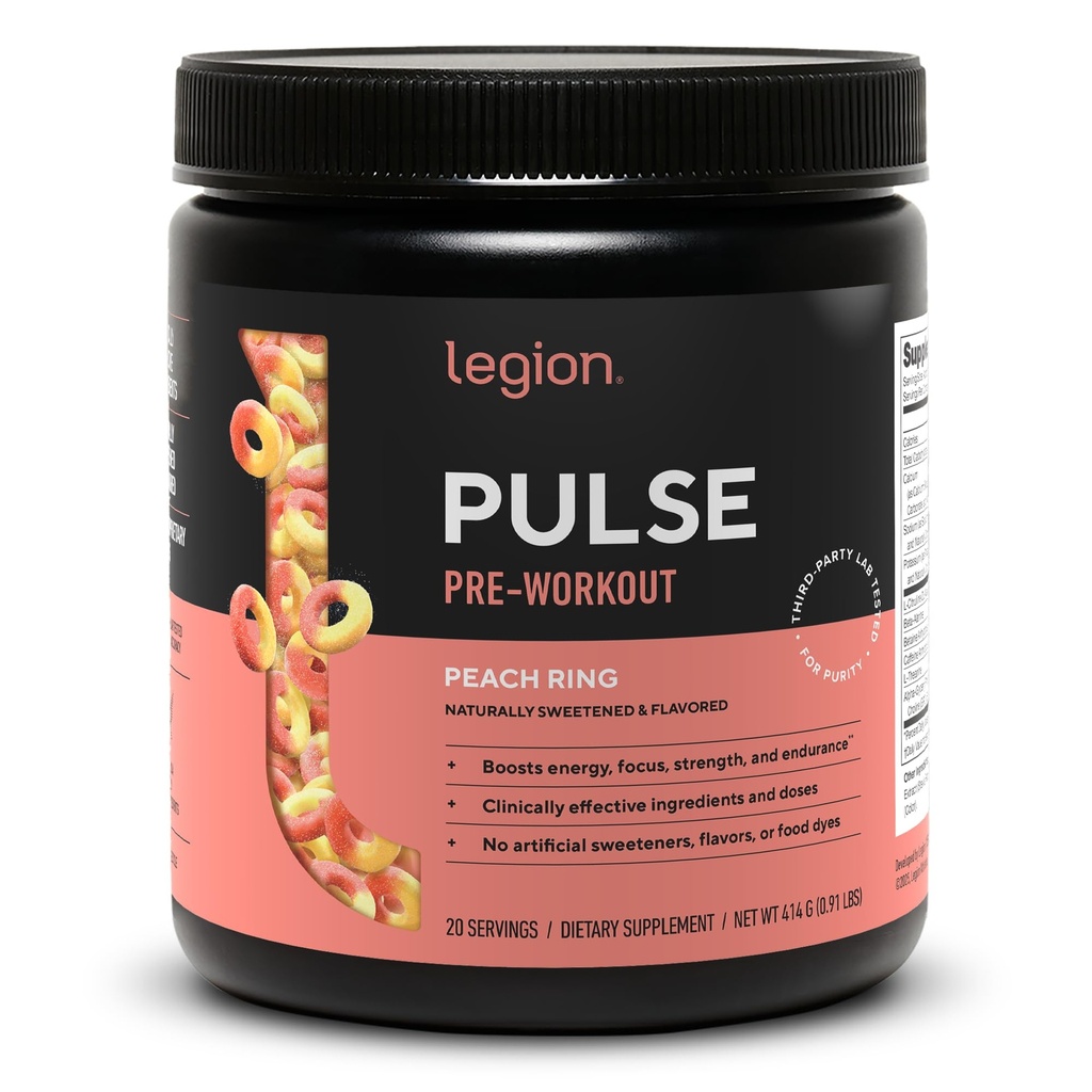 LOGION Pulse Pre Workout - toate naturale oxid nitric Preworkout băutură pentru a stimula energia, Creatina gratuit, natural îndulcit, Beta Alanine, Citrulină, Alpha GPC (Peach)