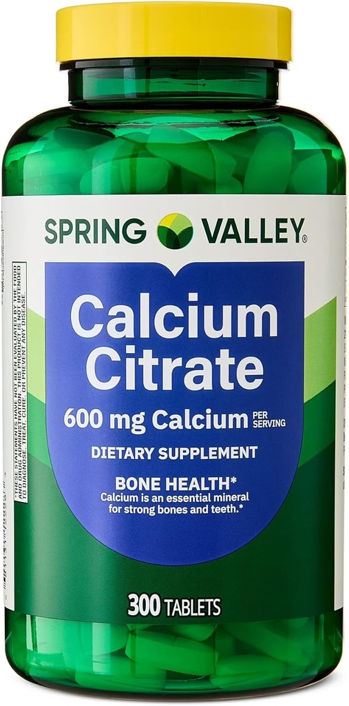 Spring Valley Calciu Citrate comprimate Supliment alimentar, 600 mg, 300 Conte. - New Look