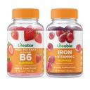 Vitamina viata B6 + Fier cu vitamina C, Gummie Bundle - mare Tasting, Supliment de vitamine, gluten gratuit, OMG-uri gratuit, masticabil