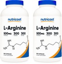 Nutricost L-Arginină 500 mg, 300 capsule (2 flacoane)