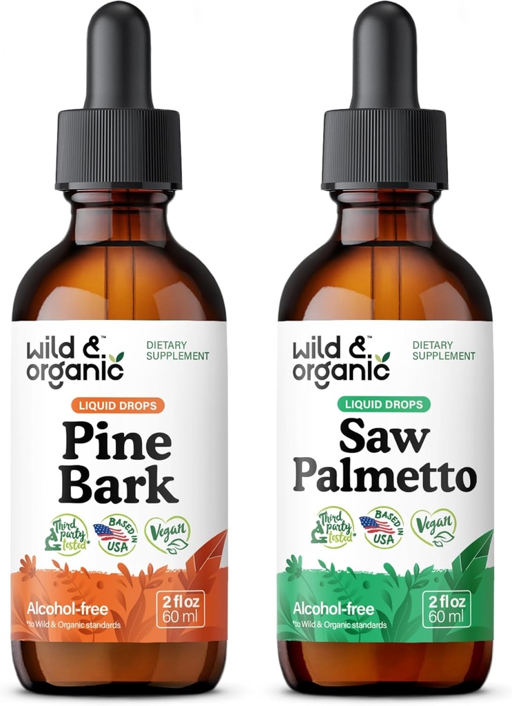 Scoarță de pin sălbatic și organic 2 fl oz & Saw Palmetto Tincture 2 fl oz