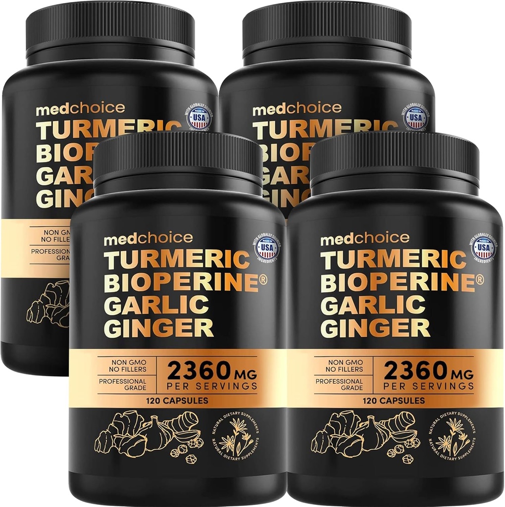 4-in-1 Turmeric și suplimente de usturoi cu BioPerine 