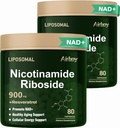 Airboy Liposomal Nicotinamida Ribozida 900 mg, NAD Supliment cu Resveratrol, NMN Alternative NAD Booster Support Anti-Aging, Energie, Focus - 80 Capsulesx 2 Pack