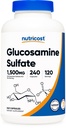 Nutricost Glucosamină Sulfat 1500 mg, 240 capsule - 750 mg per capsulă, gluten fără GMO