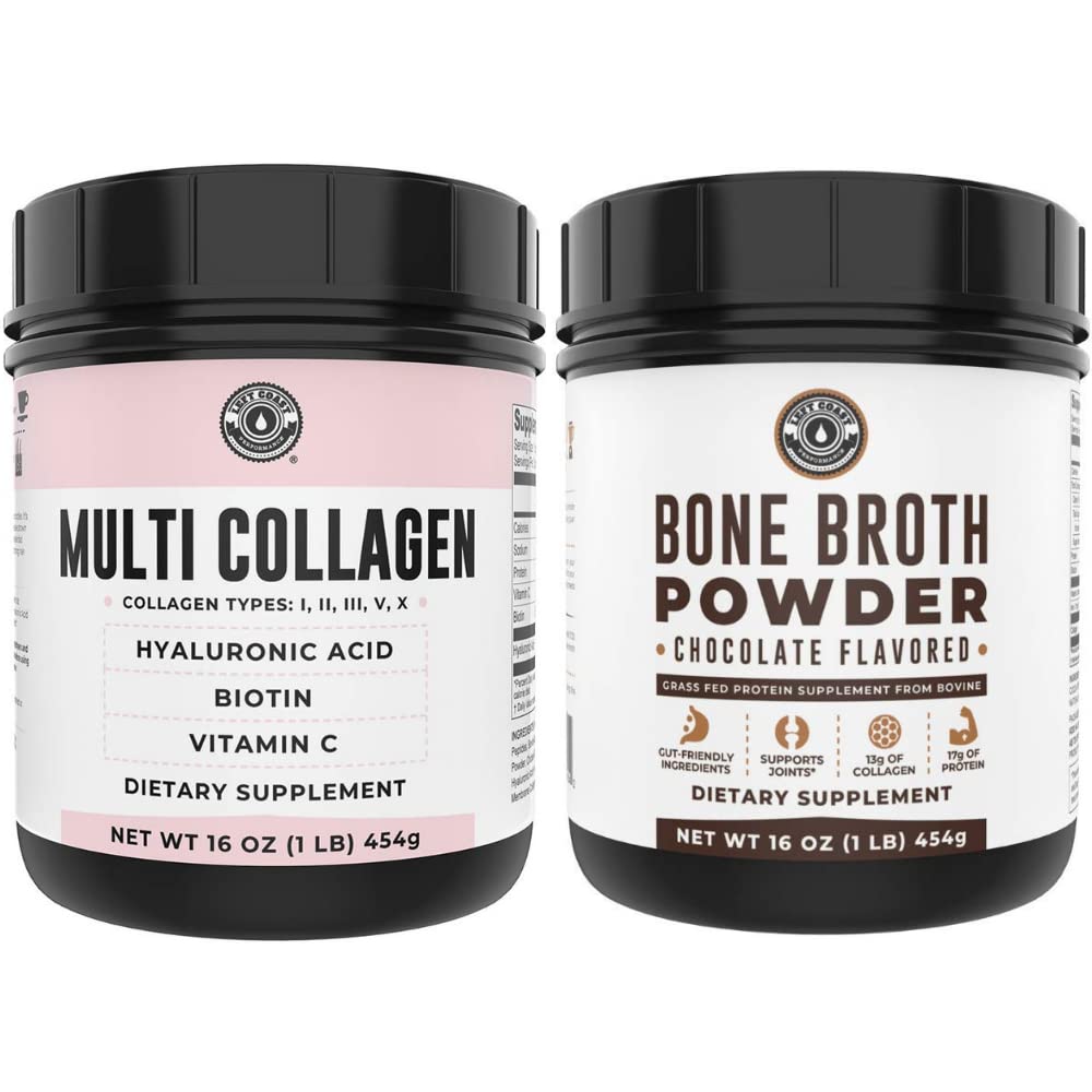 Stânga de coastă performanţă Ciocolata Broth Bone şi Multi Colagen pulbere pentru comun, par, piele, şi Nails suport