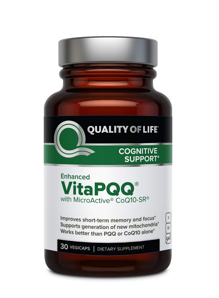 Calitatea vieții VitaPQQ cu MicroActive CoQ10-SR Premium Supplement - Anti-îmbătrânire, Memorie, Energie, Focus, Cognitive și Heart Health - 30 Vegicaps