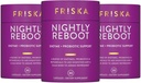 FRISKA Nightly Reboot Enzyme și Probiotice Supliment, promovează o mai bună digestia și somnul, susține sănătatea curajoasă pentru bărbați și femei, Melatonina, musetel, 90 capsule