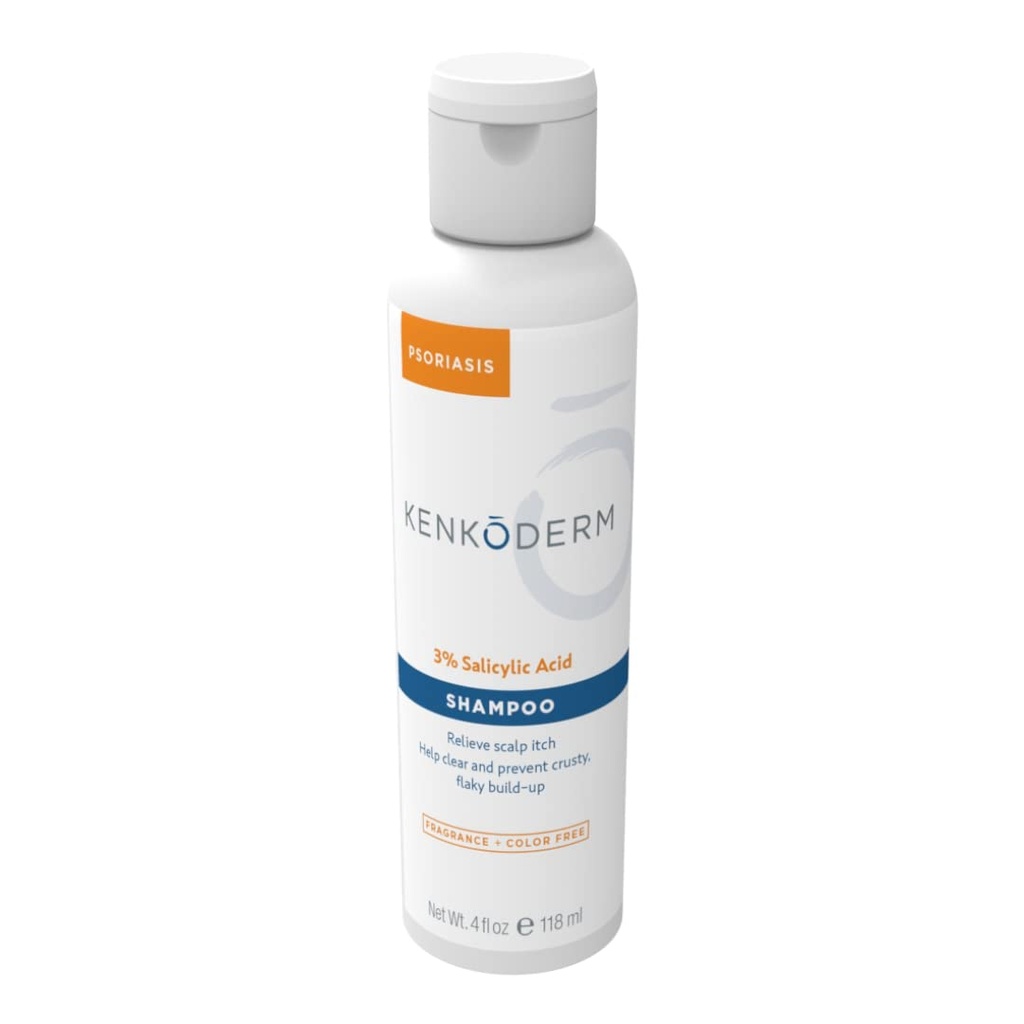 Kenkoderm Psoriazis Shampoo - 3 Procentul de acid salicilic Formula, Anti-Mătreață Curățator pentru mâncărime sau uscat păr & Scalp, Culoare & Fragrance Free, 4 Fluid Ounce
