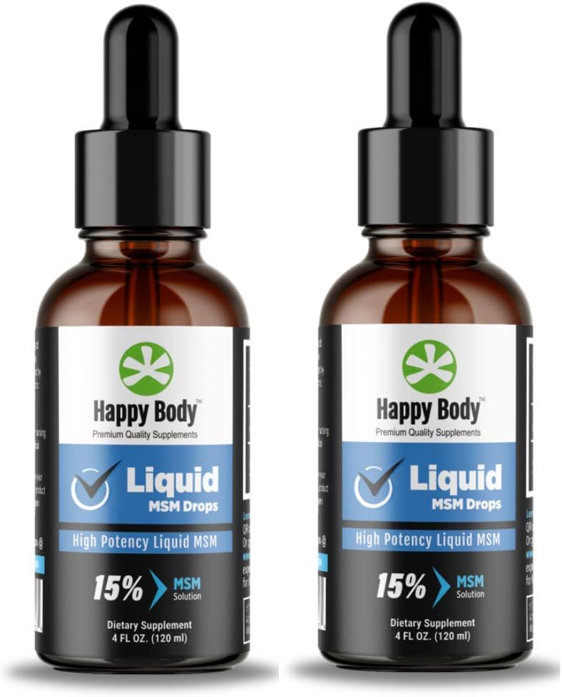 BODY Fericit lichid MSM scade cel mai mare conținut MSM într-un supliment MSM lichid. Ideal pentru ambele aplicații orale și topice - 1 x 4 fl. oz flacon (2 ambalaj)