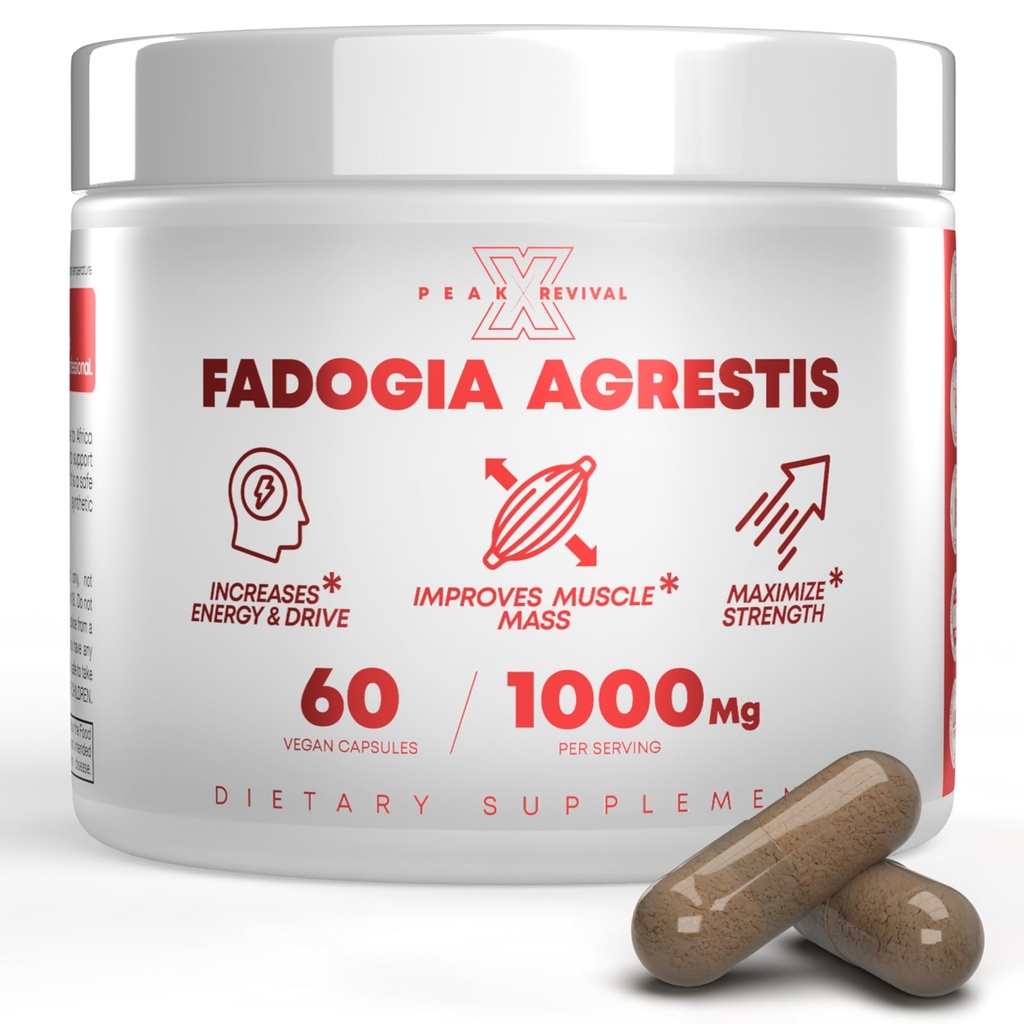 Fadogia Agrestis 1000mg per supliment servire - Extract potent pentru a crește energia, Performanță sportivă și masa musculară - Suplimente, Made in the USA (60 capsule)
