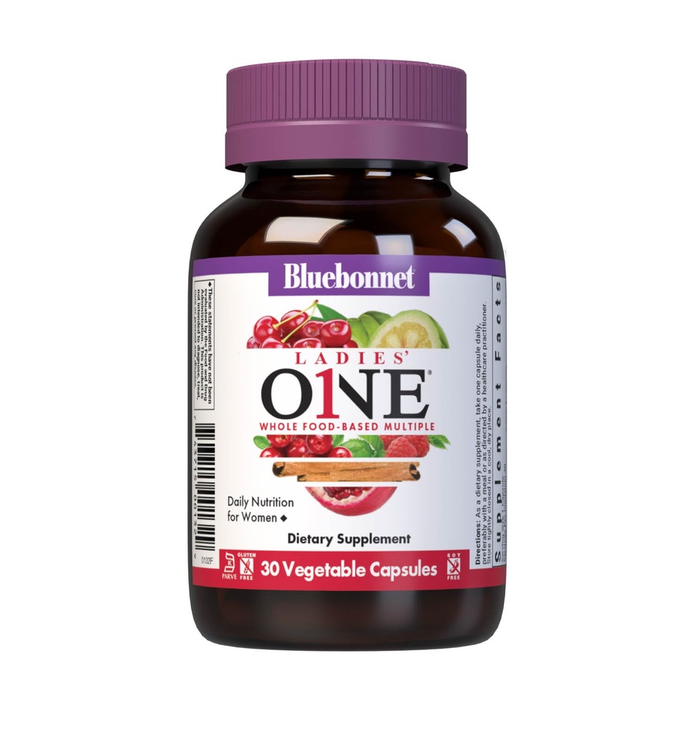 Bluebonnet Nutrition Ladies One Organic Vegetale Capsule, Whole Food Multiple, K2, Energy, Vitality, Non-GMO, Gluten, Soy & Milk Free, Kosher, 1 lună de aprovizionare, Light Grey, 30 Conte