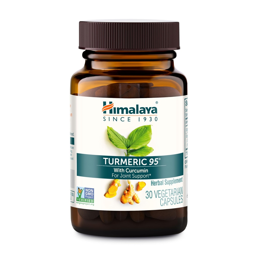 Himalaya Turmeric 95 - Suplimentul vegetal cu Curcumin Turmeric pentru suport comun si mobilitate, 95% Curcuminoide - Vegan, Non-GMO, Gluten Free, 600 mg, 30 Capsule