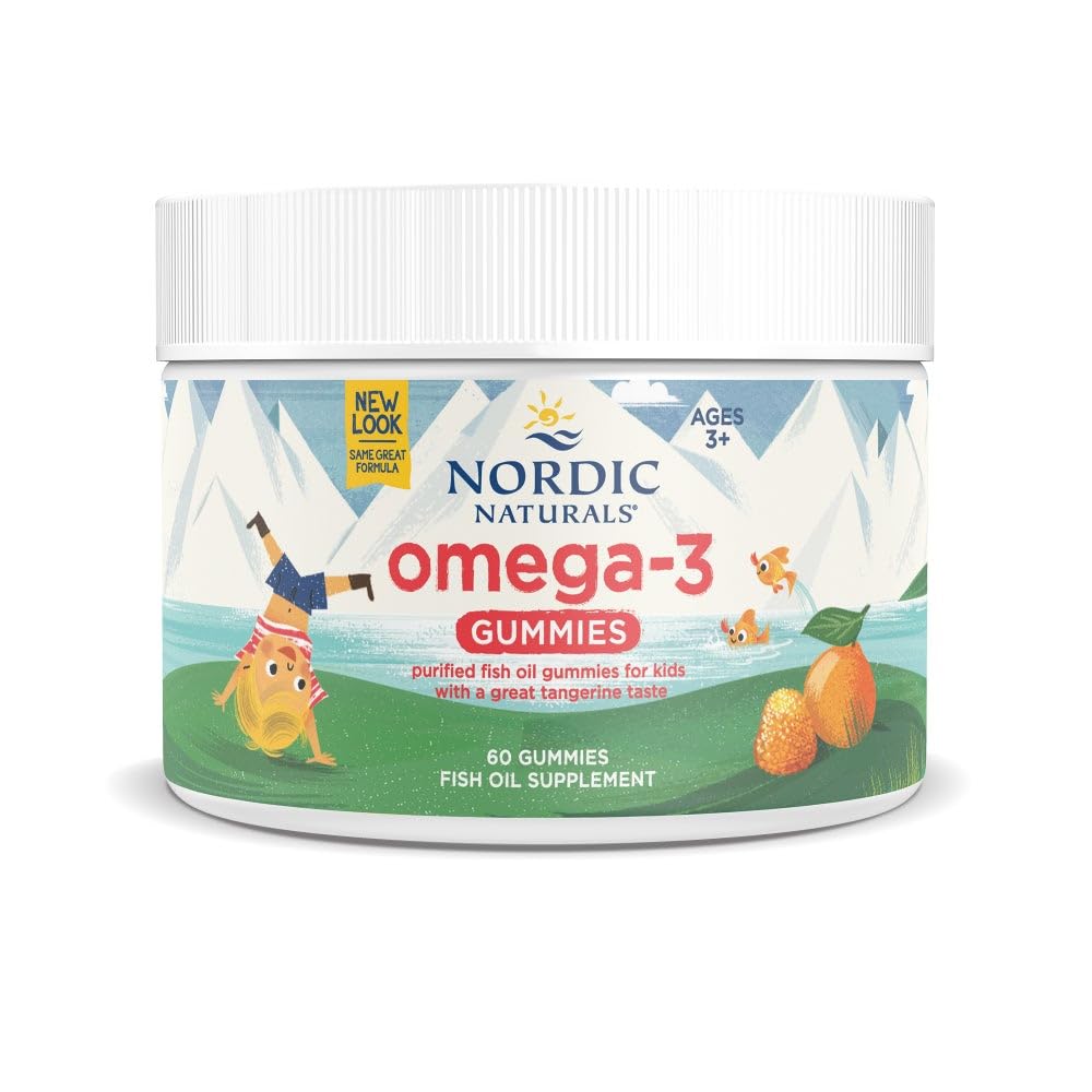 Nordic Naturals Nordic Omega-3 Gume, Mandarine - 60 Gume - 82 mg Total Omega-3s cu EPA & DHA - Non-GMO - 30 Serviri