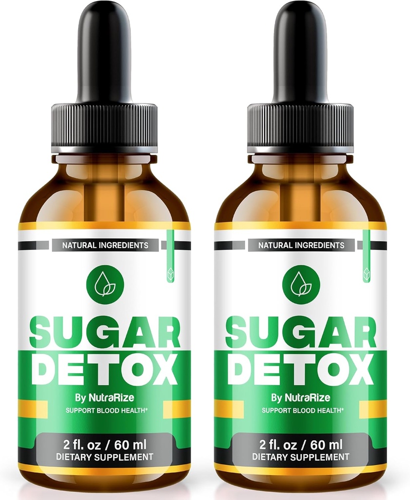 NutraRize (2 ambalaj) Detoxifiere de zahăr, Drops SugarDetox, 21-Day Sugar Detoxifiere Challenge, All-Natural lichid pentru începători, Formula de sânge Premium Gotas Recenzii (60 Servings)