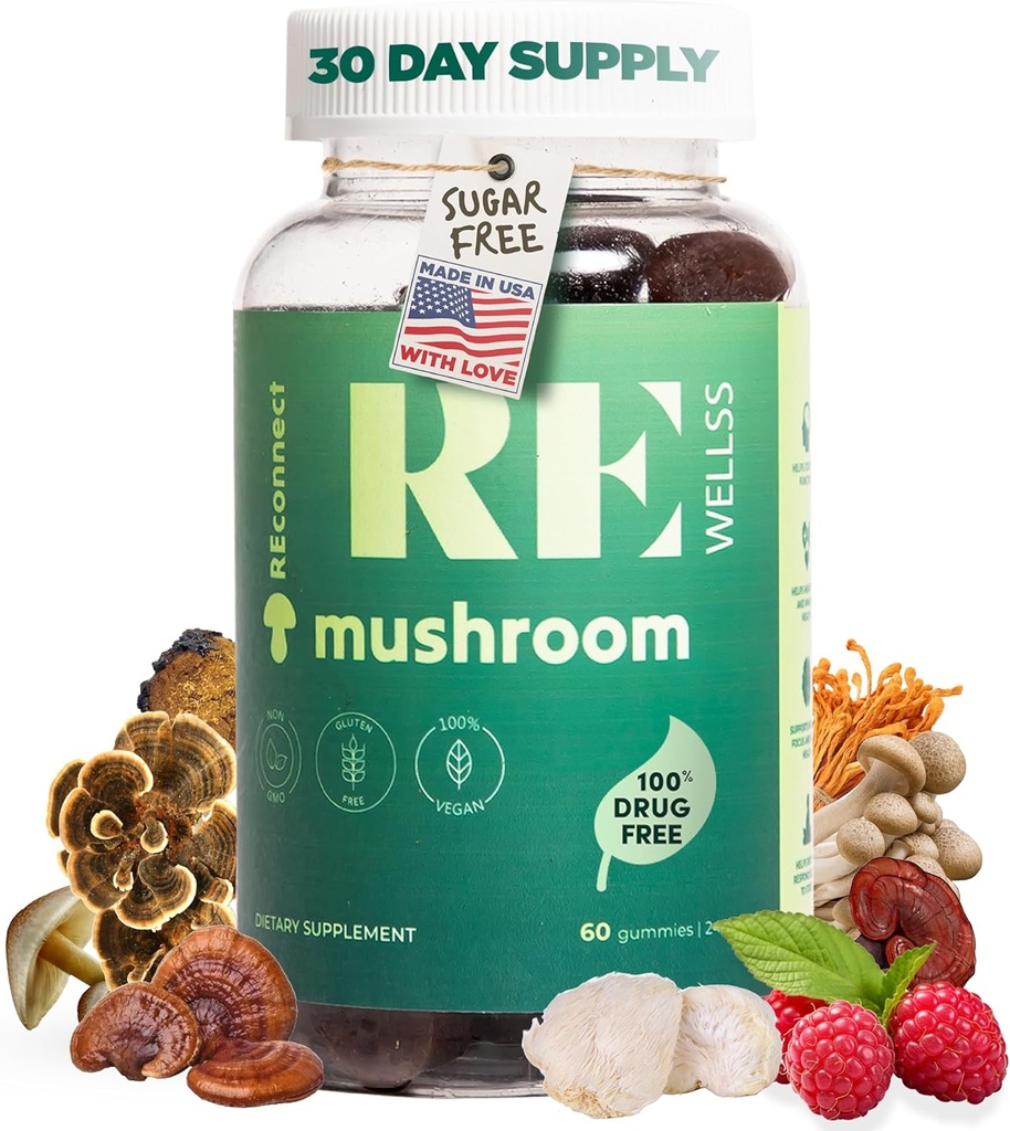 Super ciuperci gume I Sugar gratuit Organic Daily I Chaga Cordyceps Lions Mane Maitake Shiitake Turcia Tail Reishi 