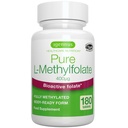 Igennus Folate de metil pură 400 mcg, 180 comprimate, eticheta curată, forma metilizată de acid folic 5-MTHF (vitamin B9), Vegan, Potrivit pentru Sarcina, One-a-Day, 6 Luna de aprovizionare