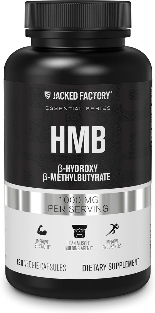 Fabrica Jacked Essentials Capsule HMB - Suplimente HMB pentru cresterea musculara lean, prevenirea dezamagirii musculare in timpul Calorie-Deficite, & Consolidarea recuperare musculare - 120 Capsule vegetale