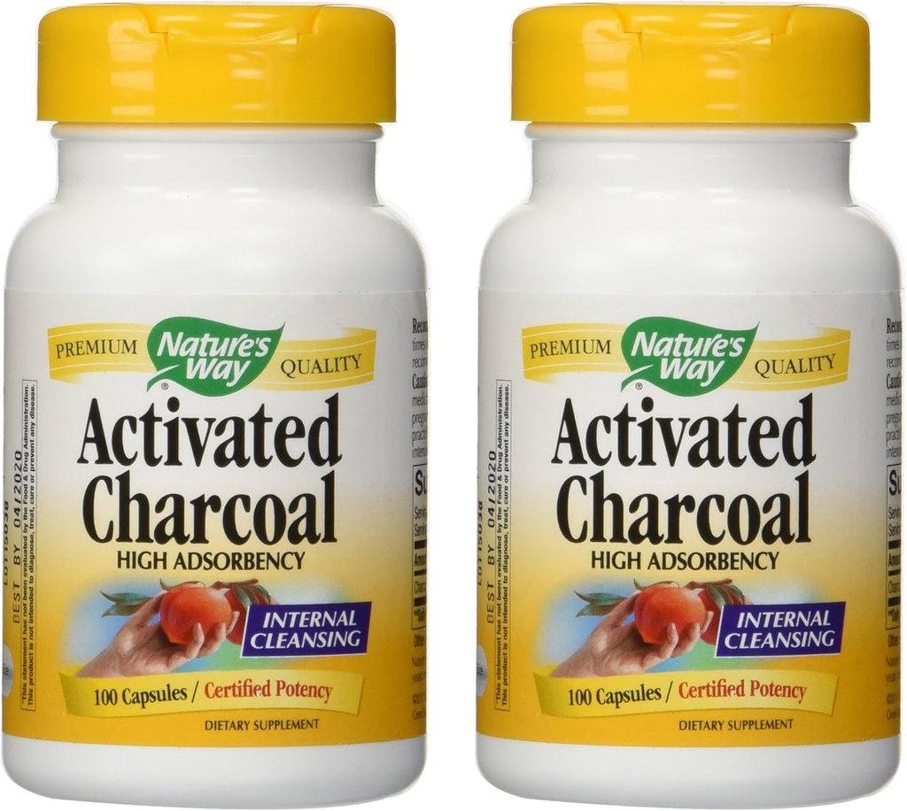 Natura'S Way Activat Adsorbent ridicat de cărbune - 100 capsule 2 ambalaj