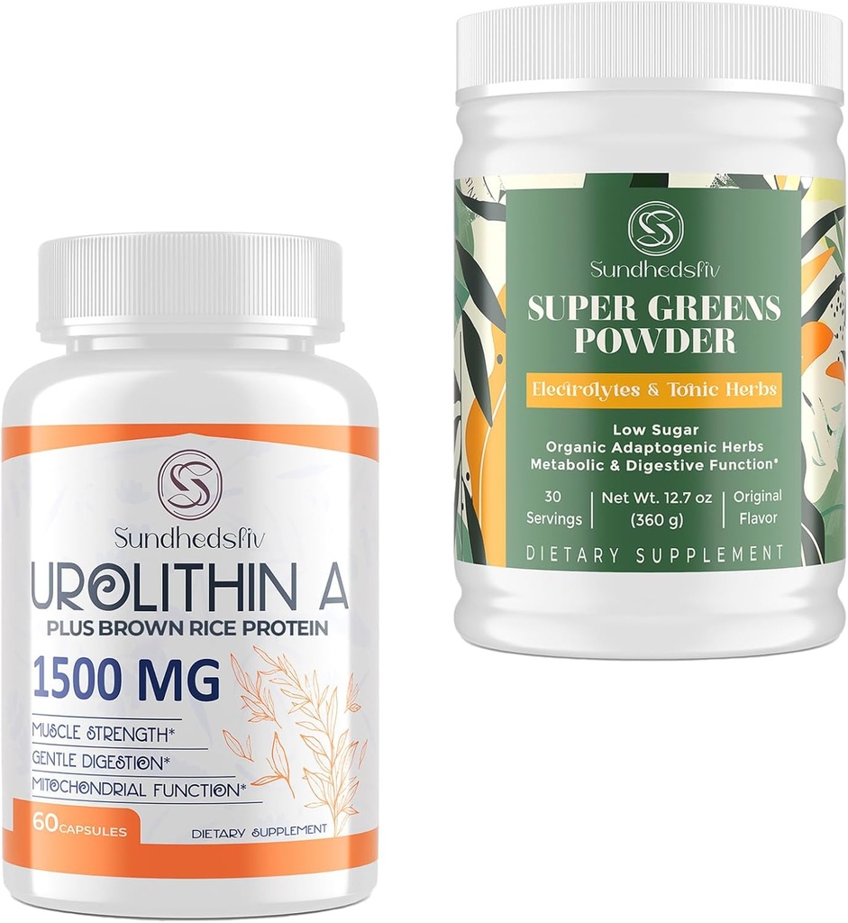 Urolitina Un supliment 1500MG Plus Proteină de orez maro + Super Verzi Pulbere Superalimentar Supliment cu Electroliți și plante aromatice tonice