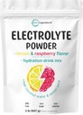 Micro Ingredients Hydration Electrolyte Powder, 2 lb (139 Servings) | Lemon Raspberry Flavor | High Potassium (1,000mg) + Coconut Water & Real Lemon Juice | No Sugar, Keto Friendly | Non-GMO