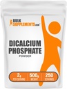 BulkSupplements.com Pudră dicalcică de fosfat - Supliment de calciu, Supliment DCP - Fără aromă și gluten, 2g per Serving, 500g (1.1 lbs) (Pachet de 1)