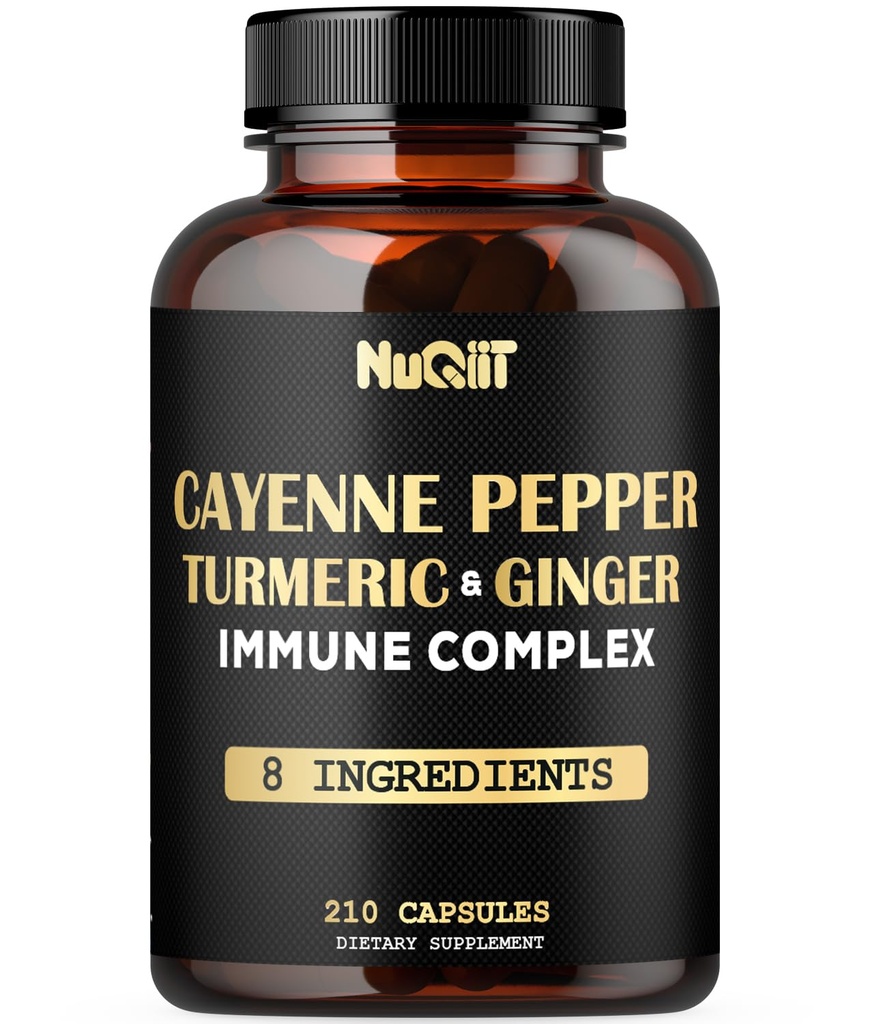 210 Pastile - capsule de ardei iute Organice cu Turmeric, Ginger, Immune Support Complex ca Elderberry, Echinacea, Usturoi Bulb - Digestie, Heart Health & Body Management