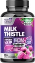 Milk Thistle Supliment - Advanced Liver Cleanse Detox & Reparație cu Dandelion Root Extract - Natural Milk Thistle Silymarin Marianum Extract de suport de sănătate hepatică, Non-GMO, îmbuteliat SUA - 120 capsule