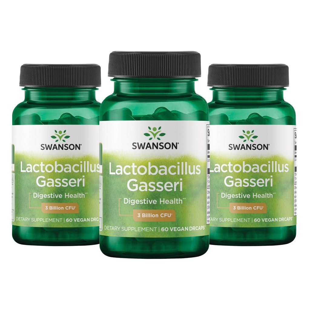 Swanson Lactobacillus Gasseri Probiotic pentru adulţi Căutarea suport digestiv şi metabolic cu 3 miliarde CFU - Acid-rezistant, fără frigider (60 capsule Vegan, 3 cutii)