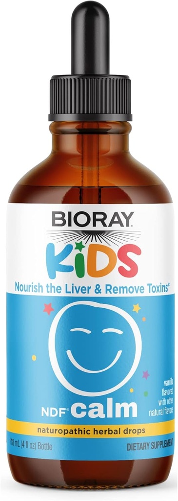 BIORAY Kids NDF Calm, Vanilie - 4 fl oz - Nourish Ficat & Elimina Toxine - non-GMO, Vegan, Gluten gratuit - 2-4 luni de aprovizionare